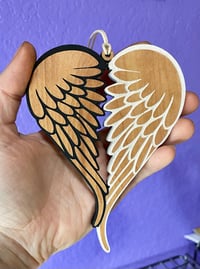 Image 3 of Wing Heart wood ornament