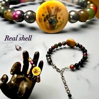 Real shell peace beaded bracelet