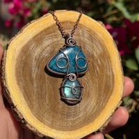 Image 3 of Blue Apatite x Blue Labradorite Mushroom 🍄💙
