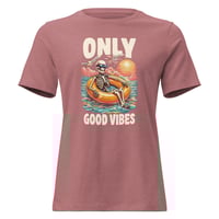 Image 6 of Women's Relaxed T-Shirt, Good Vibes Skeleton Humor Tee