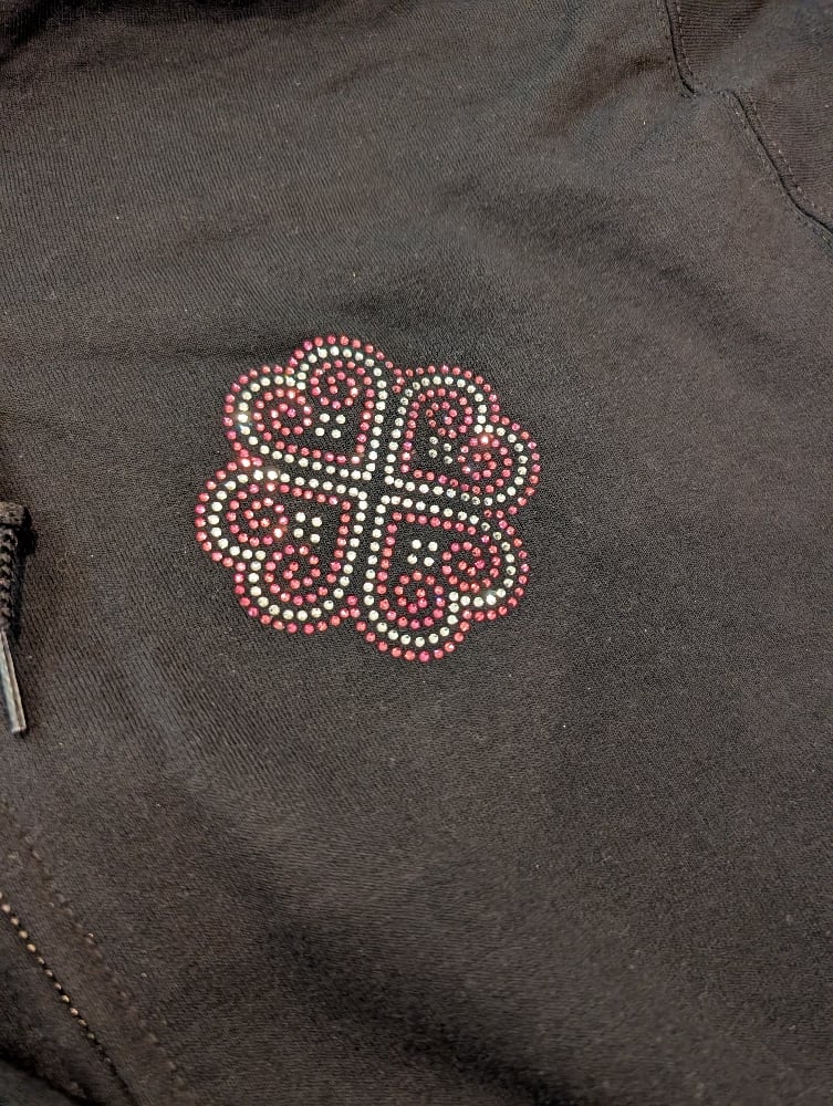 Image of Rhinestone Zip-up Hmong Elephant Foot Heart Hoodie