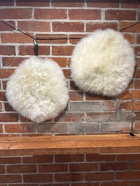 Image 5 of Sheepskin WHITE Wool Leather Shearling Pieces in Roundish Natural Shapes 