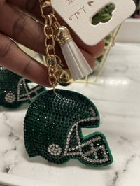 Blingy green helmet keychain 