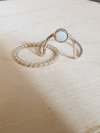 Image 1 of Eclipse and Pearl Ring Set (READY TO SHIP SIZE 6) 
