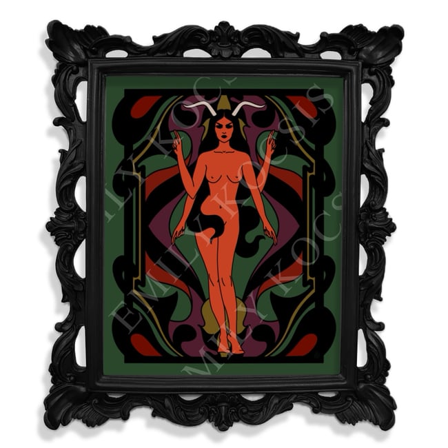 Original Art Print //  Dark Psychedelic 1960s 1970s Devil Retro Vampire Aesthetic