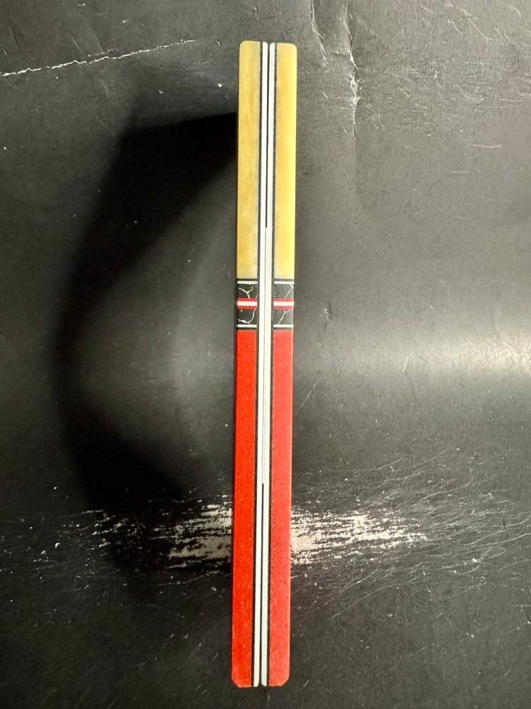 Image of White Giraffe Bone & Red Glass Segmented Knife Scales