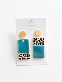 Paire de boucles d’oreilles céramique TOTEM RECTANGULA GM bleu iroise