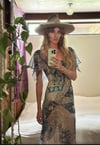 70s voile patchwork flutter sleeve maxi dress bohemian 