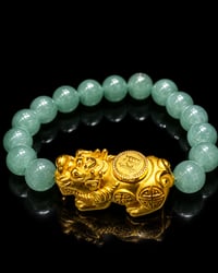 Image 1 of     24K Gold Pixiu Jade Bracelet