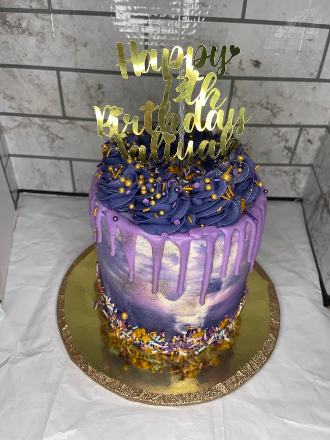 Purple Marble Drip Cake