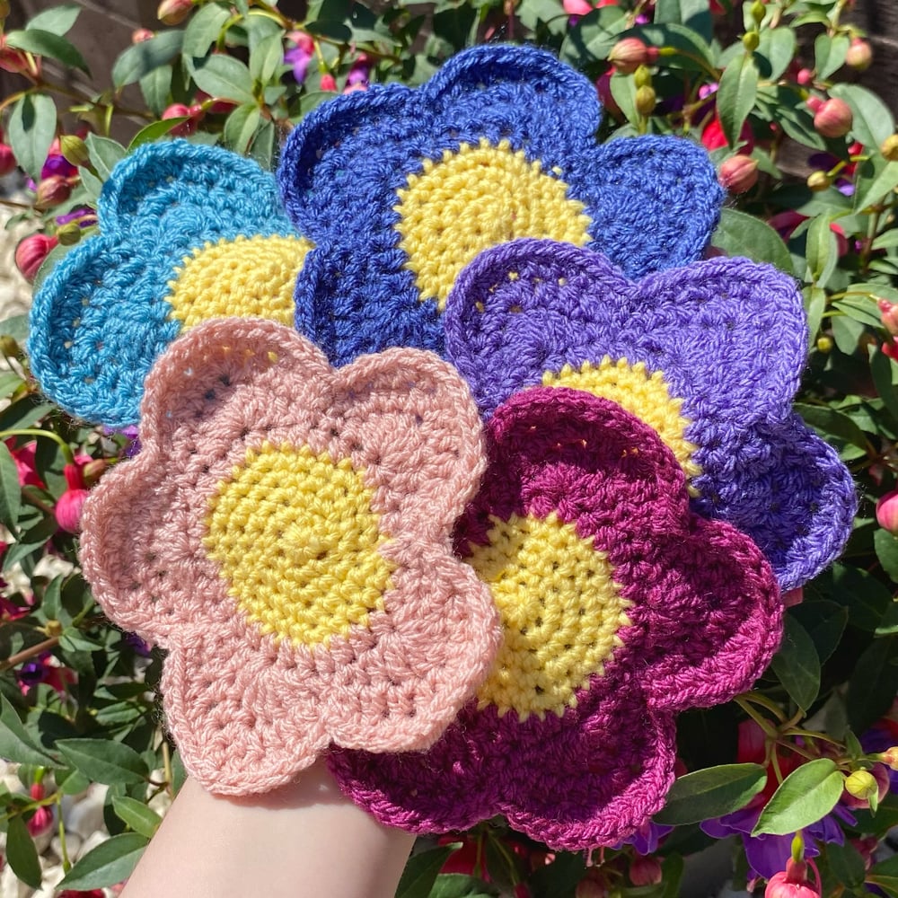 Image of Crochet Flower Coaster (summer colours)