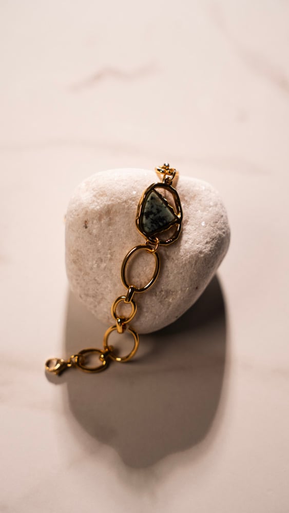 Image of AURORA 18ct Gold Plate Natural Stone Abstract Bracelet 