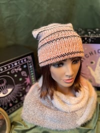 Image 2 of "Sweet Stripes, Slouchy Vibes" Hand-Knit Beanie