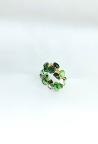 Image 2 of Zoisite (Green, Ruby, White & Black) Gemstone Braided PebblesRing