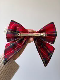 Image 3 of Red tartan hairbow