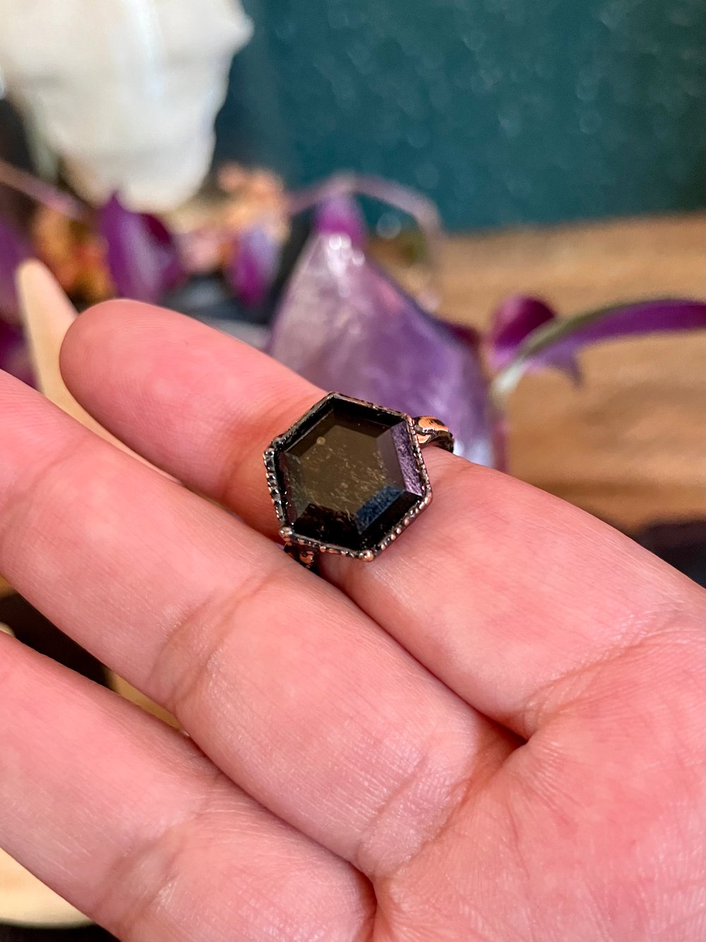 Silver Sheen Obsidian Ring | Size 5.5