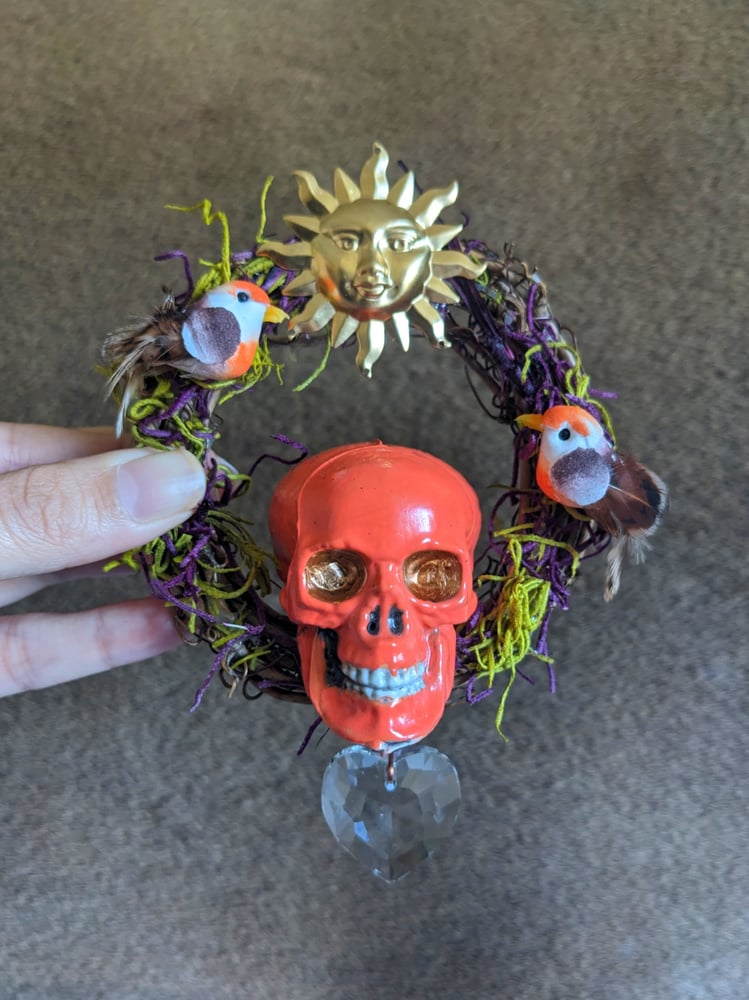 Image of Mini Grief Wreath (orange skull) 