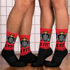 Red and Colorful Logo Socks