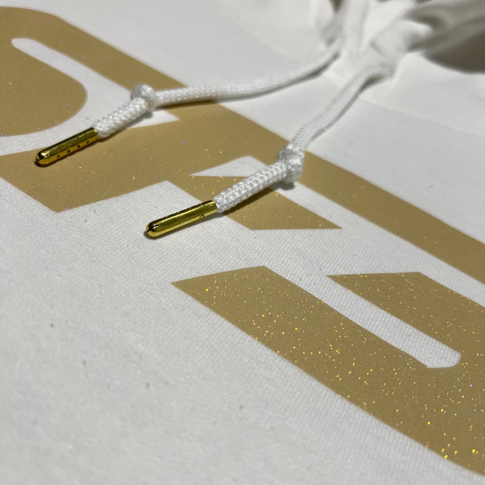 Sparkling Gold On White JIK Hoodie/Crewneck