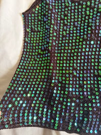 Image 3 of Vintage Y2K Aubergine iridescent sequin crochet cami 
