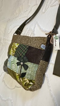 Image 1 of Patchwork Messenger Bag - Lime Green