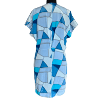 Image 3 of Armani Exchange Mulberry Silk Blue Geometric V Neck Dress - Size Small
