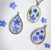 Image 4 of Teardrop Forget Me Not Pendant Necklace 