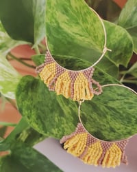 Image 2 of Beaded Fringe Hoops 