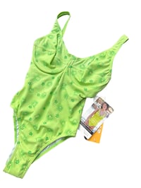 Image 3 of Lime Green Flower Swimsuit 32DD