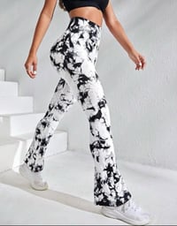 Image 3 of Tye Dye Flare Bottoms (black&white)