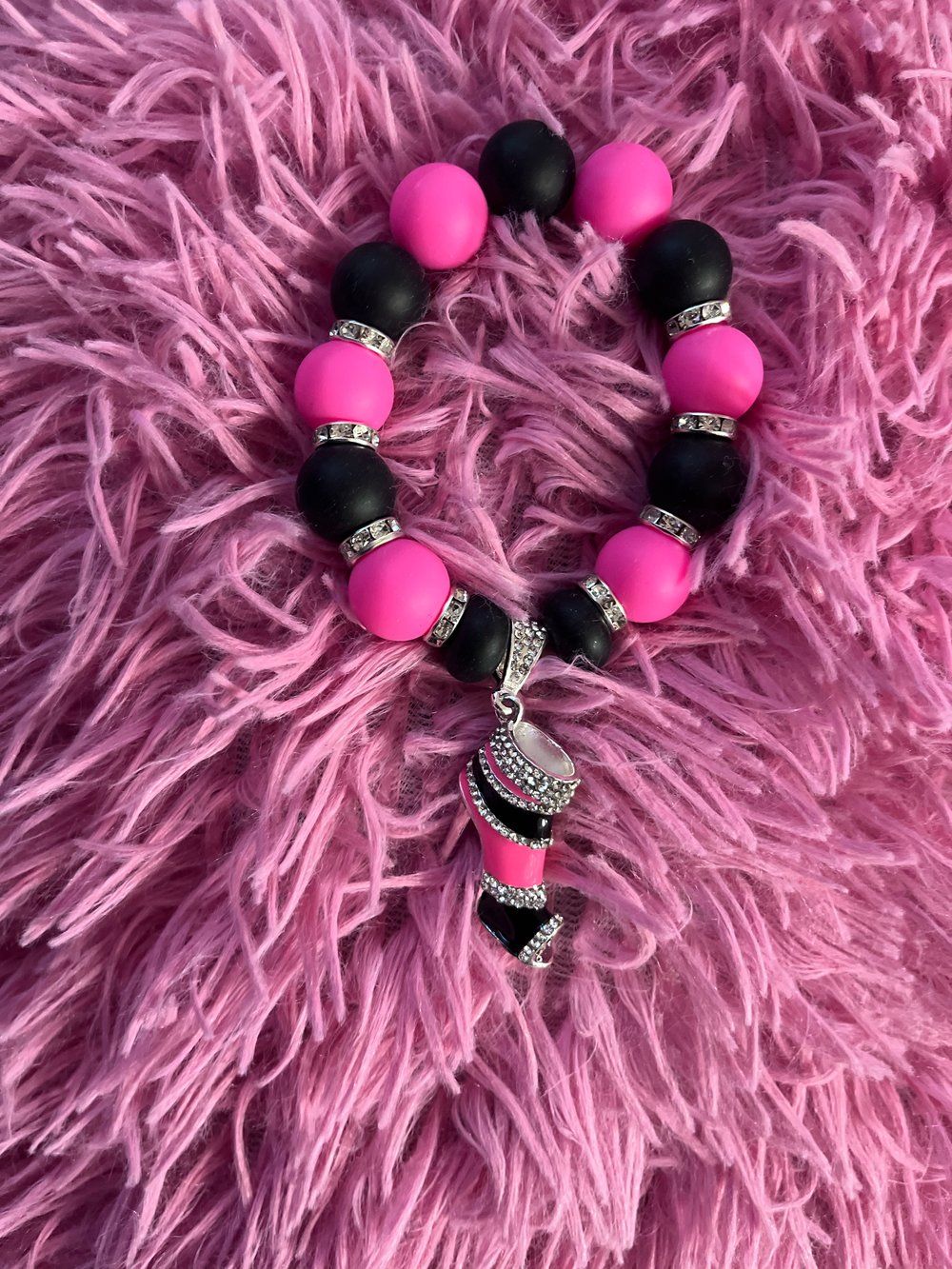 Image of Black & Pink Charm Bracelet