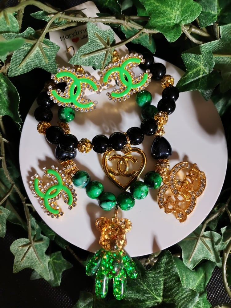 Image of Inspired© CC Green & Gold Bracelet Set