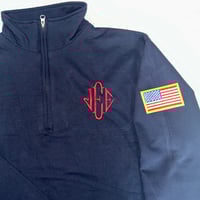 Image 1 of JEFFREY EPSTEIN 1/4 ZIP JACKET WITH AMERICAN FLAG