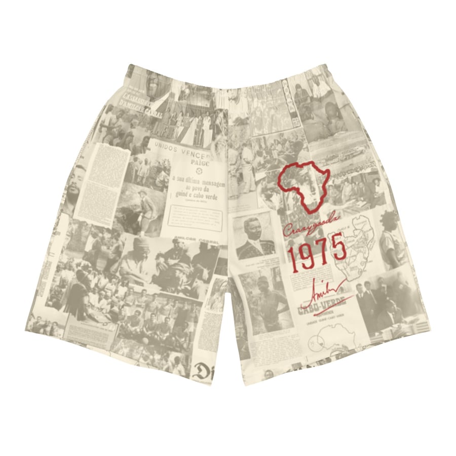Image of The Rebel Daily News Cream Athletic Shorts - Amilcar Cabral