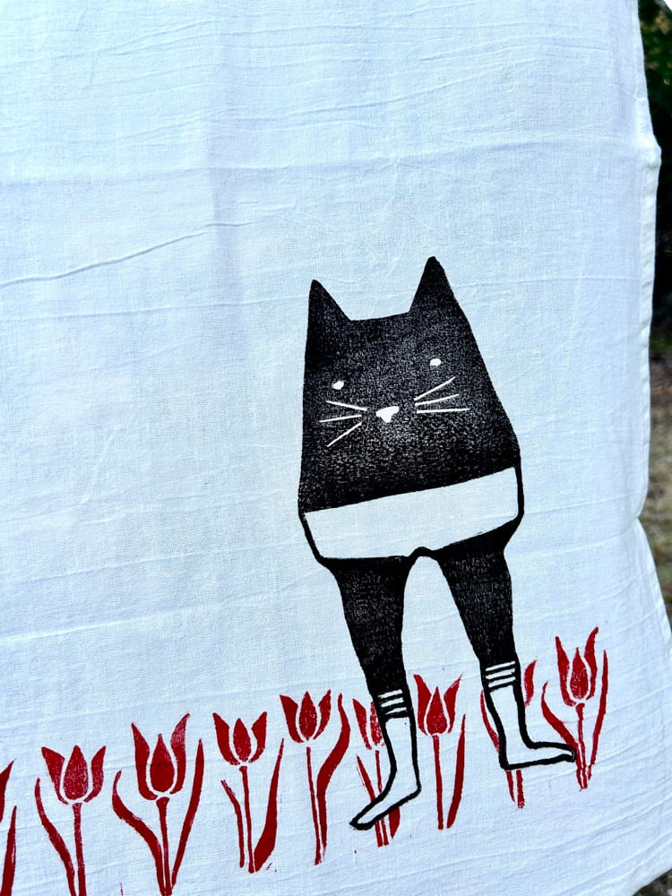 Springtime Handprinted SET OF THREE 100% Cotton Floursack Towels