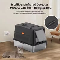 Image 2 of Stainless Steel XXL Cat Litter Box with Lid – Enclosed Removable High-Sided Pan