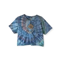 Image 1 of XS Crop Tee in Soft Tidal Spiral Ice Dye