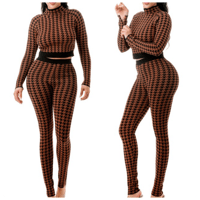 Image of Brown checkered set