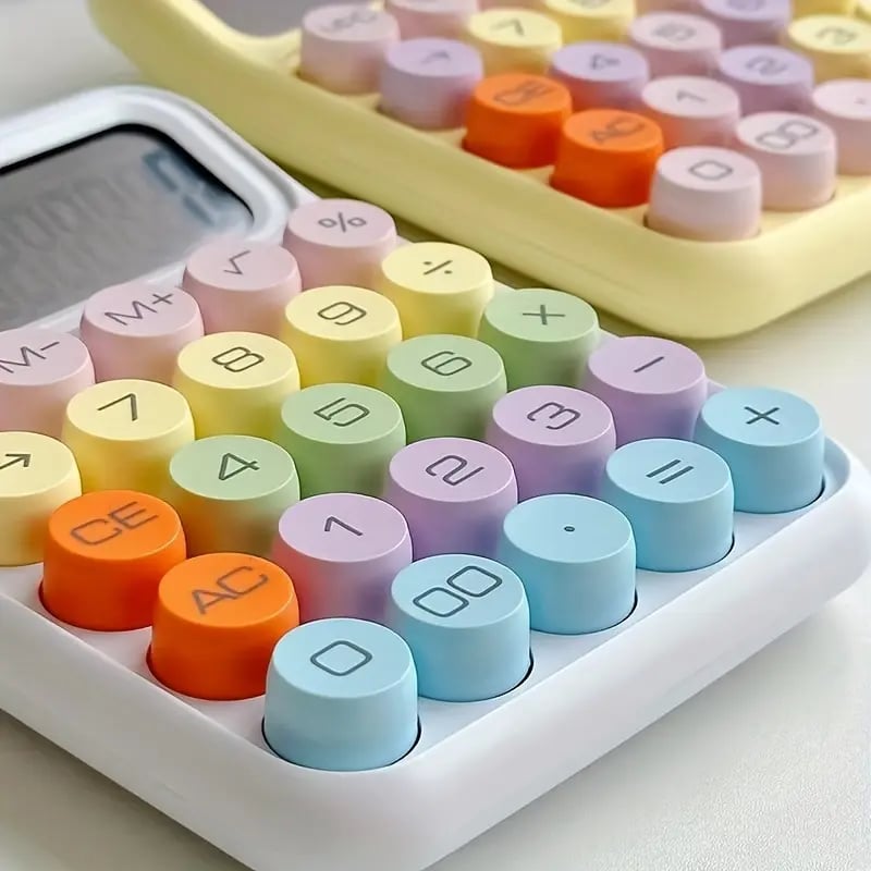 Image of 1pc Keyboard Calculator Office 12-digit Mechanical Calculator Cute Candy Color Calculator  Battery n