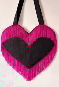 Image 7 of The Custom Fringe Heart Bag – Quilted Statement Tote 🖤❤️🩷💜