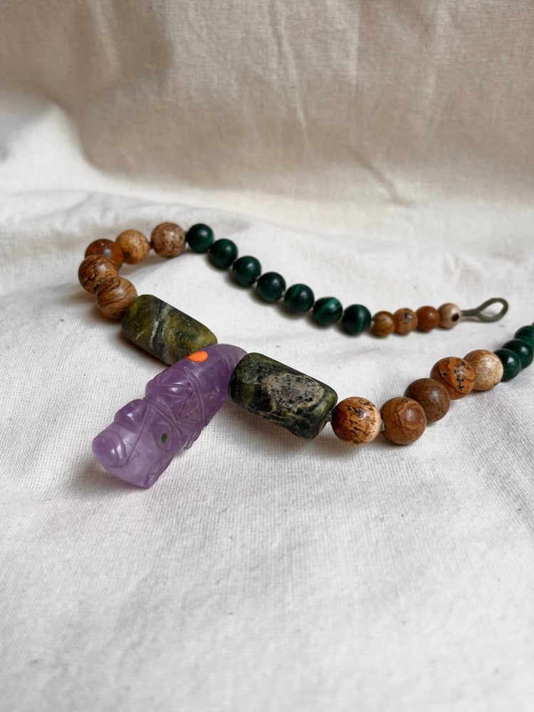 Image of Macrame necklace with mix stones 