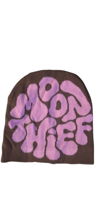 Image 2 of Moon Thief Beanie - Pink/Brown