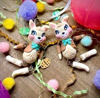 Image 1 of Kitschy Easter Bunny| Dangle Pin| Clay Doll Face