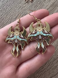 Lunar moth enamel earring