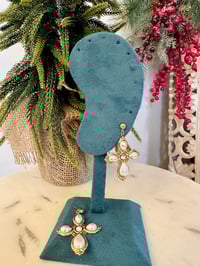 Image 2 of Pearl Cross Earrings