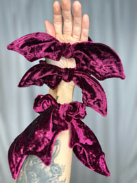 Image 1 of Maroon Velvet  Bat Wing Scrunchie 