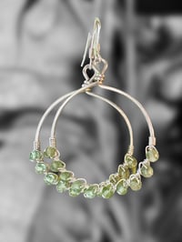 Image 2 of Green Apatite Hoop Earrings