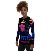 Image 3 of BOSSFITTED Black Neon Pink and Blue Women's Compression Shirt