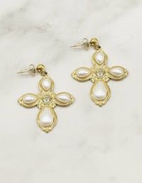 Image 1 of Pearl Cross Earrings