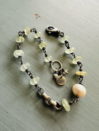 Image 10 of prehnite pearl charm bracelet in 14k and sterling silver